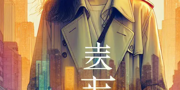 A young girl named Qiao Qiao stands confidently in a vibrant urban landscape, symbolizing her journey of struggle and growth.